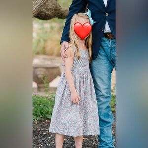 Girls Smocked Floral Sundress - Pink & Light Blue